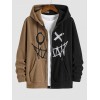 Men's Zip Up Two Tone Colorblock Smile Face Embroidery Halloween Polar Fleece Hoodie Jacket